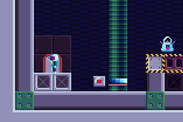 A button next to a platform