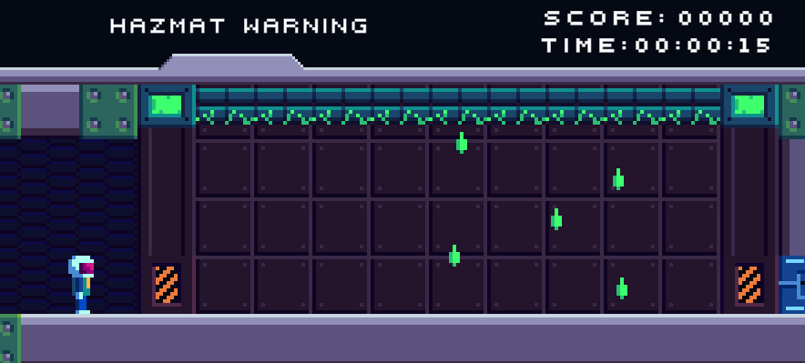 A hazard indicator near acid drops