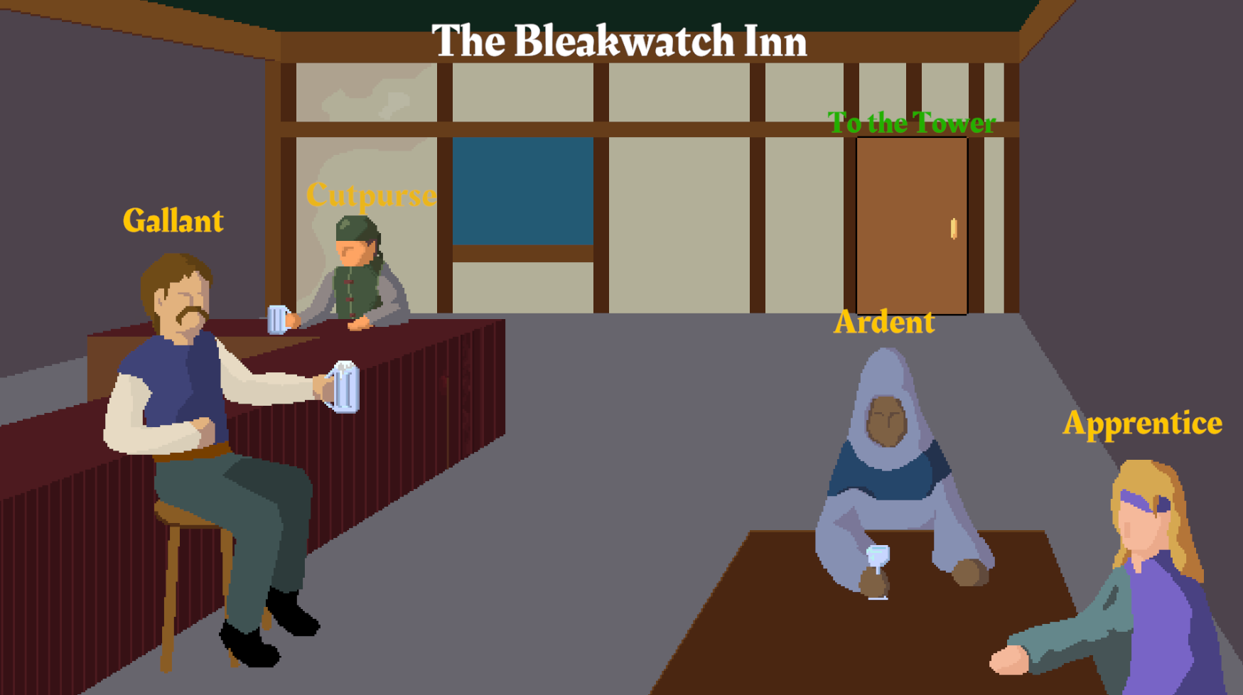 An image of the starting four classes at the Bleakwatch Inn