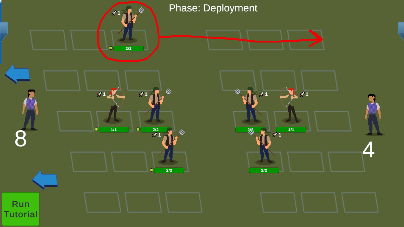 A unit gets a clear shot at the enemy commander.