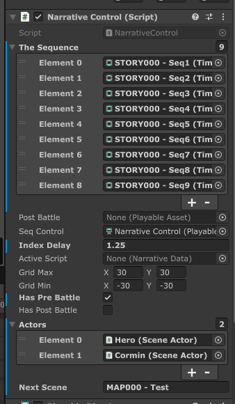 A snippet of the Narrative Control component